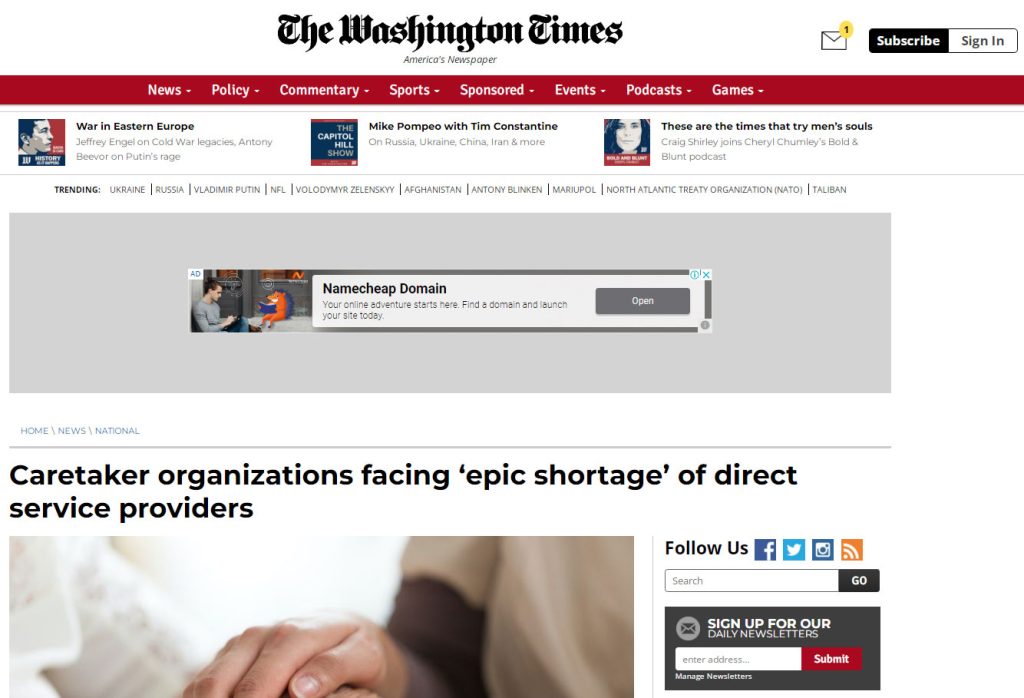 Caretaker organizations facing 'epic shortage' of direct service providers