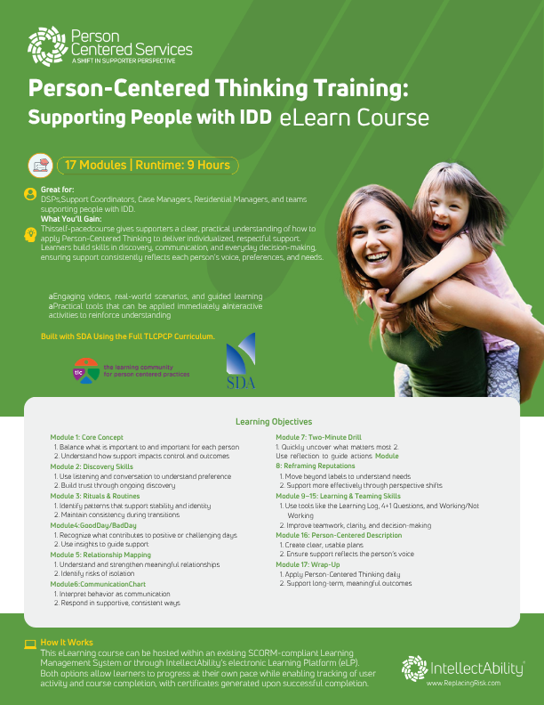 Person Centered Thinking Training for People with IDD