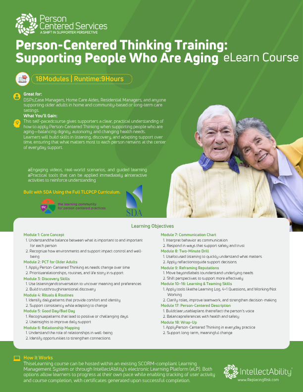 Person Centered Thinking Training for People Who Are Aging